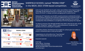 Sherfield School Named Rising Star in the BIEAs 2021 STEM competition
