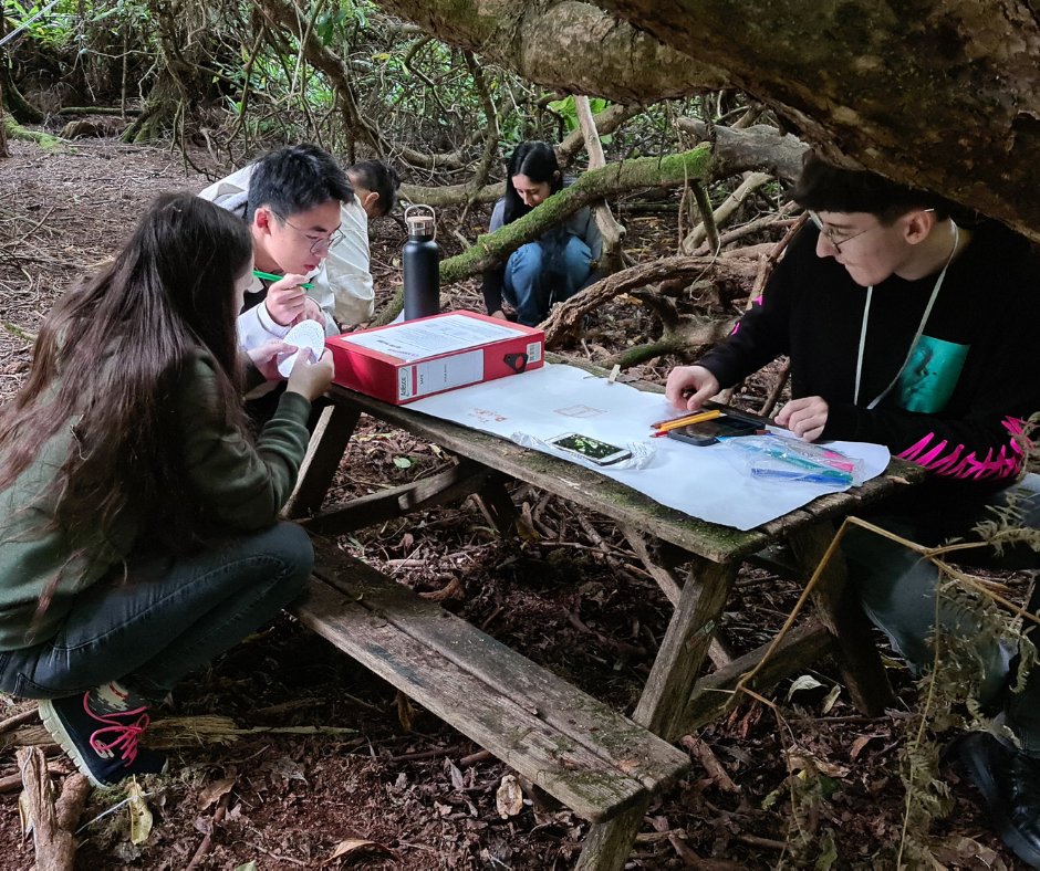 three students working